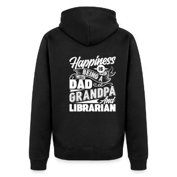 Librarian Dad Grandpa And Librarian - Unisex Premium Organic Zip Hoodie - black - Back - Nico (187cm)