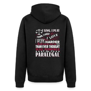 Paralegal I Am A Paralegal - Unisex Premium Organic Zip Hoodie - black - Back - Nico (187cm)
