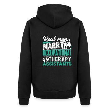 Marry Occupational Therapy Assistants - Unisex Premium Organic Zip Hoodie - black - Back - Nico (187cm)