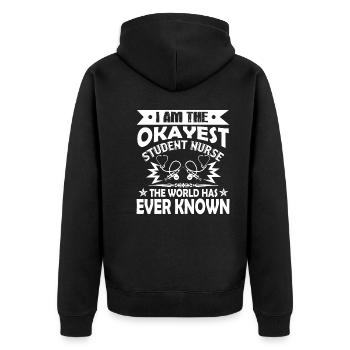 Student Nurse Okayest Student Nurse - Unisex Premium Organic Zip Hoodie - black - Back - Nico (187cm)