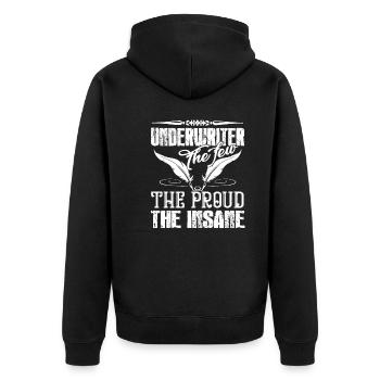 Underwriter The Proud The Insane - Unisex Premium Organic Zip Hoodie - black - Back - Nico (187cm)