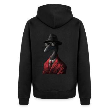 Wurm - Unisex Premium Bio Zip Hoodie - Schwarz - Hinten - Nico (187cm)