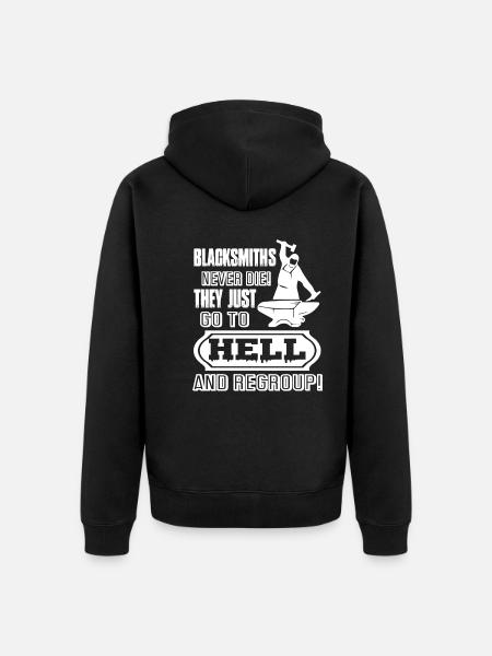 Blacksmith Blacksmith Never Die - Unisex Premium Organic Zip Hoodie - black