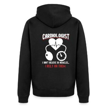 Cardiologist Rely On Miracles - Unisex Premium Organic Zip Hoodie - black - Back - Nico (187cm)