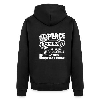 Birdwatching Peace Love Birdwatching - Unisex Premium Organic Zip Hoodie - black - Back - Nico (187cm)