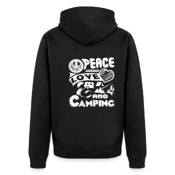 Camping Peace Love Camping - Unisex Premium Organic Zip Hoodie - black - Back - Nico (187cm)