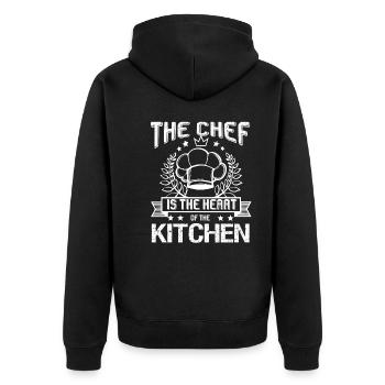 Chef Is The Heart Of Kitchen - Unisex Premium Organic Zip Hoodie - black - Back - Nico (187cm)