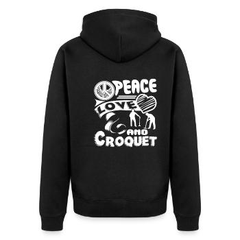 Croquet Peace Love Croquet - Unisex Premium Organic Zip Hoodie - black - Back - Nico (187cm)
