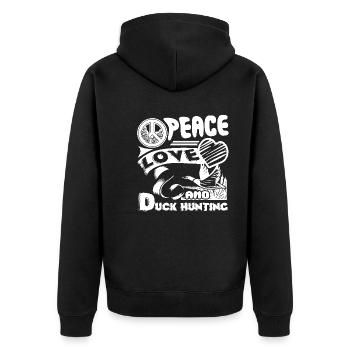 Duck hunting Peace Love Duck hunting - Unisex Premium Organic Zip Hoodie - black - Back - Nico (187cm)