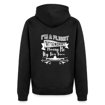 Marry Flight Attendant Fly For Free - Unisex Premium Organic Zip Hoodie - black - Back - Nico (187cm)