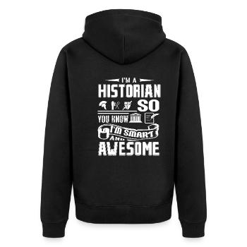 Historian Smart and Awesome Historian - Unisex Premium Organic Zip Hoodie - black - Back - Nico (187cm)