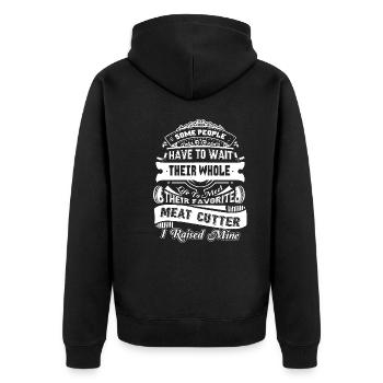 Meat Cutter Proud Meat Cutter Parent - Unisex Premium Organic Zip Hoodie - black - Back - Nico (187cm)