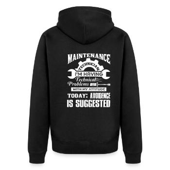 Maintenance Technician Having Technical Problems - Unisex Premium Organic Zip Hoodie - black - Back - Nico (187cm)