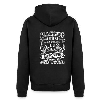 Makeup Artist Makeup Artist Job Title - Unisex Premium Organic Zip Hoodie - black - Back - Nico (187cm)