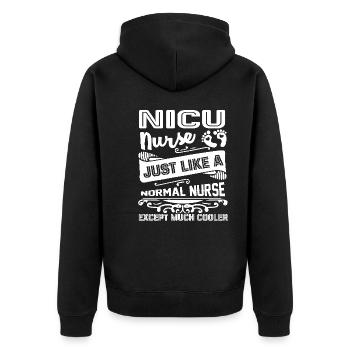 Nicu Nurse Is Cooler - Unisex Premium Organic Zip Hoodie - black - Back - Nico (187cm)
