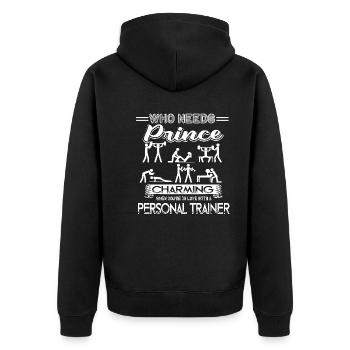 Personal Trainer In Love With Personal Trainer - Unisex Premium Organic Zip Hoodie - black - Back - Nico (187cm)