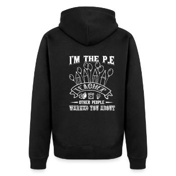 PE Teacher I am The PE Teacher - Unisex Premium Organic Zip Hoodie - black - Back - Nico (187cm)