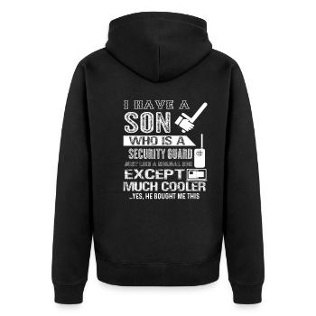 Security Guard My Son Is A Security Guard - Unisex Premium Organic Zip Hoodie - black - Back - Nico (187cm)
