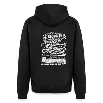 Security Officer I am A Security Officer - Unisex Premium Organic Zip Hoodie - black - Back - Nico (187cm)