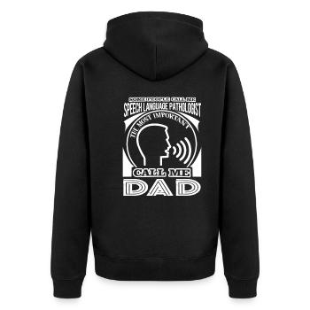 Speech Language Pathologist Dad - Unisex Premium Organic Zip Hoodie - black - Back - Nico (187cm)