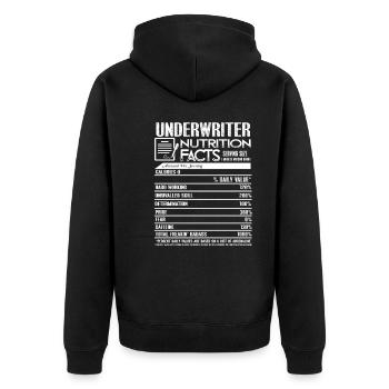 Underwriter Nutrition Facts - Unisex Premium Organic Zip Hoodie - black - Back - Nico (187cm)