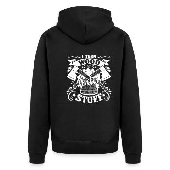 Woodworker I Turn Wood Into Stuff - Unisex Premium Organic Zip Hoodie - black - Back - Nico (187cm)