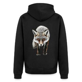 Fuchs - Unisex Premium Bio Zip Hoodie - Schwarz - Hinten - Nico (187cm)
