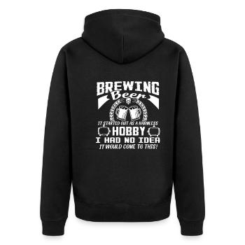Beer Brewing Love Beer Brewing - Unisex Premium Organic Zip Hoodie - black - Back - Nico (187cm)