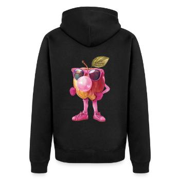 Apfel - Unisex Premium Bio Zip Hoodie - Schwarz - Hinten - Nico (187cm)
