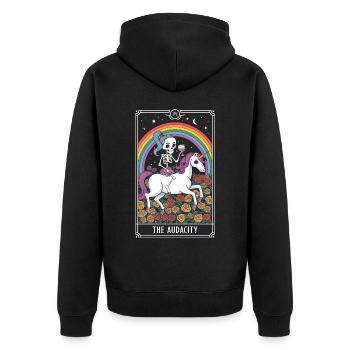 Tarotkarte - Unisex Premium Bio Zip Hoodie - Schwarz - Hinten - Nico (187cm)