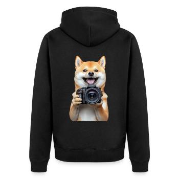Shiba Inu - Unisex Premium Bio Zip Hoodie - Schwarz - Hinten - Nico (187cm)