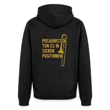 Posaunist Musiker Posaune Orchester Blasmusik - Unisex Premium Bio Zip Hoodie - Schwarz - Hinten - Nico (187cm)