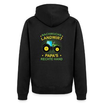 Landwirt Traktor Kindergarten - Unisex Premium Bio Zip Hoodie - Schwarz - Hinten - Nico (187cm)
