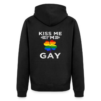 Embrasse-moi je suis gay - Veste à capuche bio Premium Unisexe - noir - Dos - Nico (187cm)