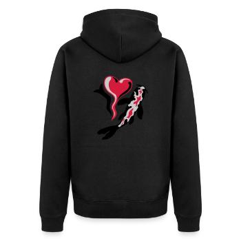 I Love Koi Fisch - Unisex Premium Bio Zip Hoodie - Schwarz - Hinten - Nico (187cm)