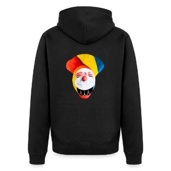 Clown Abstrakt - Unisex Premium Bio Zip Hoodie - Schwarz - Hinten - Nico (187cm)