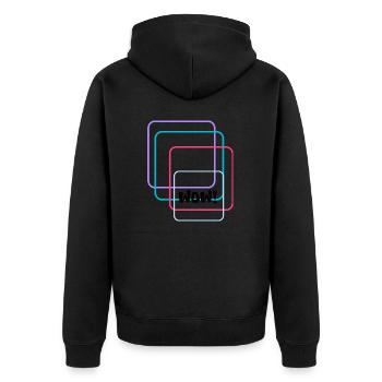 I love clothes / WOW! - Unisex Premium Bio Zip Hoodie - Schwarz - Hinten - Nico (187cm)