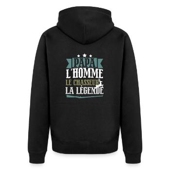 Papa l'homme le chasseur légende cadeau retraite - Veste à capuche bio Premium Unisexe - noir - Dos - Nico (187cm)