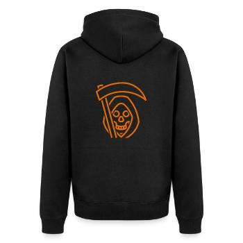 Sensenmann - Unisex Premium Bio Zip Hoodie - Schwarz - Hinten - Nico (187cm)