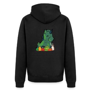 Veggie Einhorn - Unisex Premium Bio Zip Hoodie - Schwarz - Hinten - Nico (187cm)