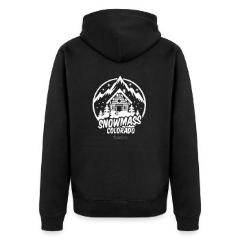 Snowmass Colorado Skigebiet - Unisex Premium Bio Zip Hoodie - Schwarz - Hinten - Nico (187cm)