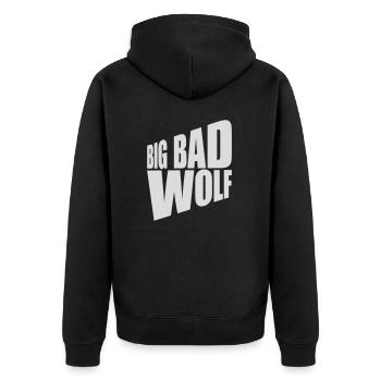 big bad wolf quote - Unisex Premium Organic Zip Hoodie - black - Back - Nico (187cm)