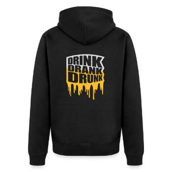 drink drank drunk Zitat - Unisex Premium Bio Zip Hoodie - Schwarz - Hinten - Nico (187cm)