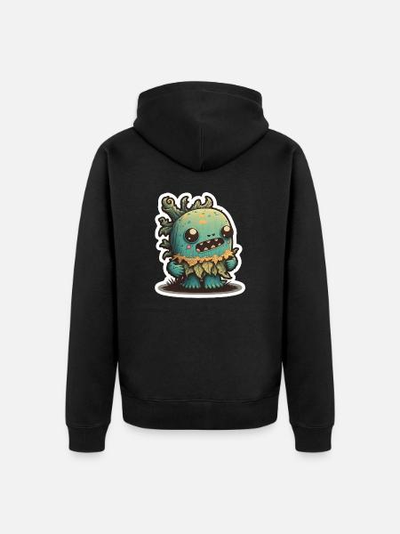Halloween Cactus Monster - Unisex Premium Organic Zip Hoodie - black