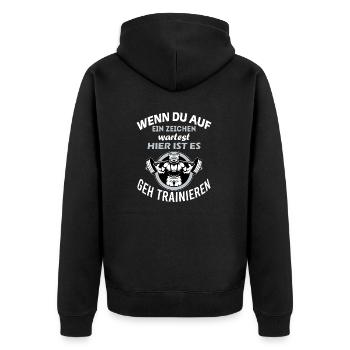 lustiger Motivationsspruch Gym T-shirt Sportler - Unisex Premium Bio Zip Hoodie - Schwarz - Hinten - Nico (187cm)