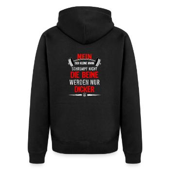 Bodybuilding Vorurteil Gym T-shirt Lustig - Unisex Premium Bio Zip Hoodie - Schwarz - Hinten - Nico (187cm)