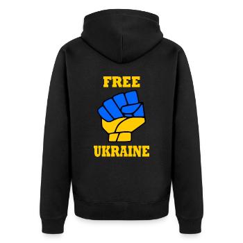 Free ukraine - Unisex Premium Bio Zip Hoodie - Schwarz - Hinten - Nico (187cm)
