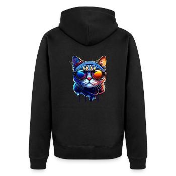 Cool Coloré Hipster Chat Avec Lunettes De Soleil Vecteur - Veste à capuche bio Premium Unisexe - noir - Dos - Nico (187cm)