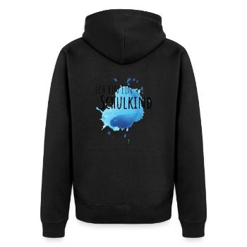 Ich bin ein Schulkind - Unisex Premium Bio Zip Hoodie - Schwarz - Hinten - Nico (187cm)