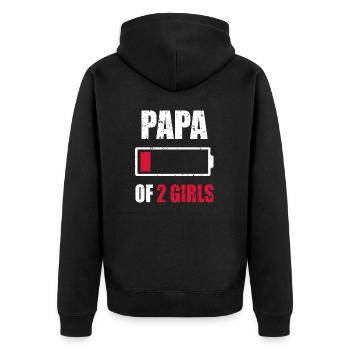 Papa de 2 filles Girl Dead Battery pour la fête des pères - Veste à capuche bio Premium Unisexe - noir - Dos - Nico (187cm)